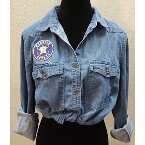 Houston Astros Shirt Mudd Juniors Small Chambray Button Down Game Day Shirt B20